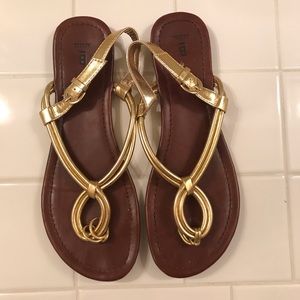 Knotted Gold & Brown Sandals
